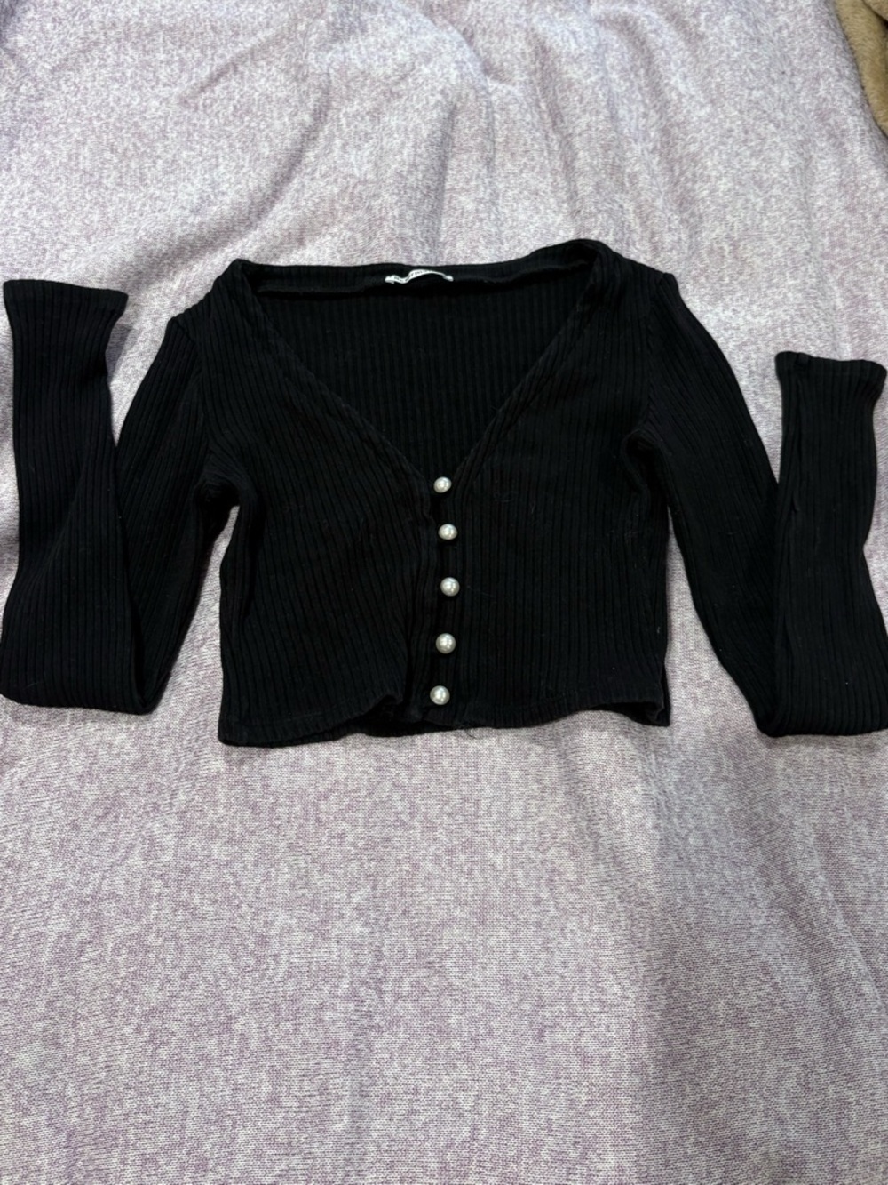 Reformation Black Ribbed Knit Cardigan